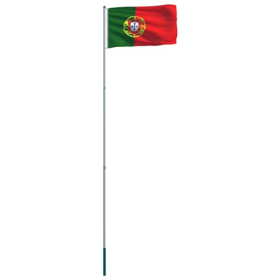 vidaXL Bandiera del Portogallo con Pennone in Alluminio 6 m