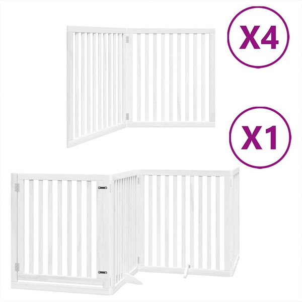 vidaXL Cancello Cani Porta Pieghevole Bianco 12 Pannelli 960 cm Pioppo