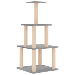 vidaXL Albero per Gatti con Tiragraffi in Sisal Grigio Chiaro 111 cm