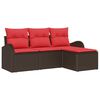 vidaXL Set di divani 4 pz Marrone e Rosso polyrattan