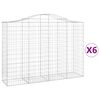 vidaXL Cesti Gabbioni ad Arco 6 pz 200x50x140/160 cm Ferro Zincato