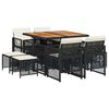 vidaXL Set da Pranzo da Giardino 9 pz con Cuscini Nero in Polyrattan