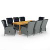 vidaXL Set da Pranzo da Giardino 9 pz Grigio Chiaro