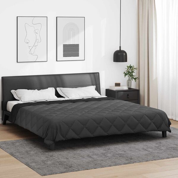 vidaXL Duvet Estivo Nero e antracite 220 x 200 cm Microfibra
