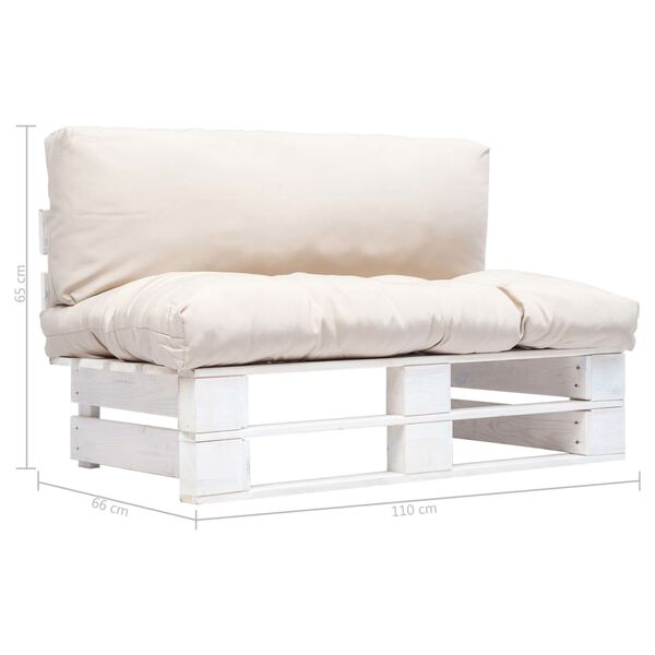 vidaXL Divano da Giardino a Pallet con Cuscini Sabbia in Legno di Pino