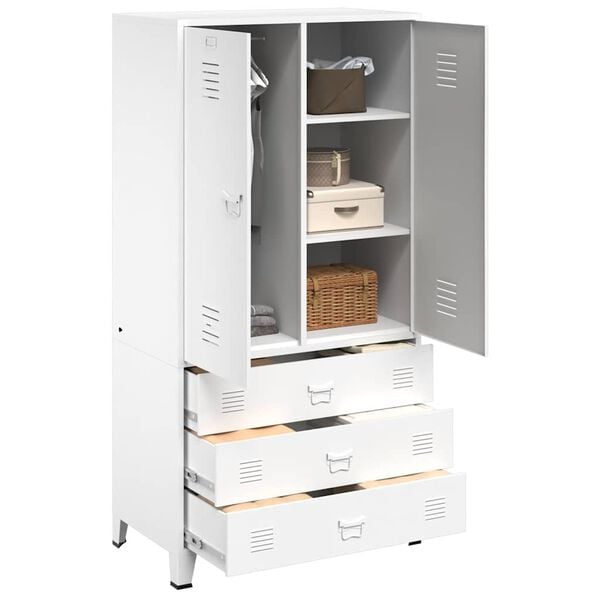 vidaXL Armadio Bianco Industriale 90x50x180 cm in Metallo