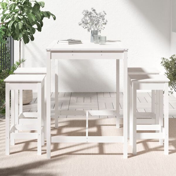 vidaXL Set Bar da Giardino 5 pz Bianco in Legno Massello di Pino