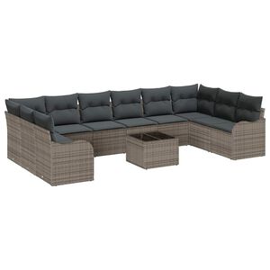 vidaXL Set Divano da Giardino 11 pcs Grigio polyrattan