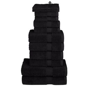 vidaXL Set ASciugamani SOLUND 12 pz Neri 600 gsm