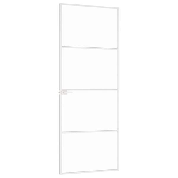vidaXL Porta Interna Bianca 76x201,5 cm Vetro Temperato Alluminio Slim