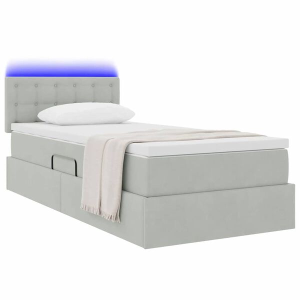 vidaXL Letto con contenitore e LED Grigio chiaro 100 x 200 cm Velluto