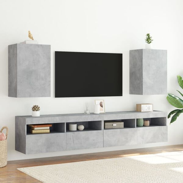 vidaXL Mobili TV Muro 2pz Grigio Cemento 40,5x30x60 Legno Multistrato