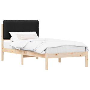 vidaXL Letto con Testiera Rivestita Nero 90 x 200 cm Pino massello