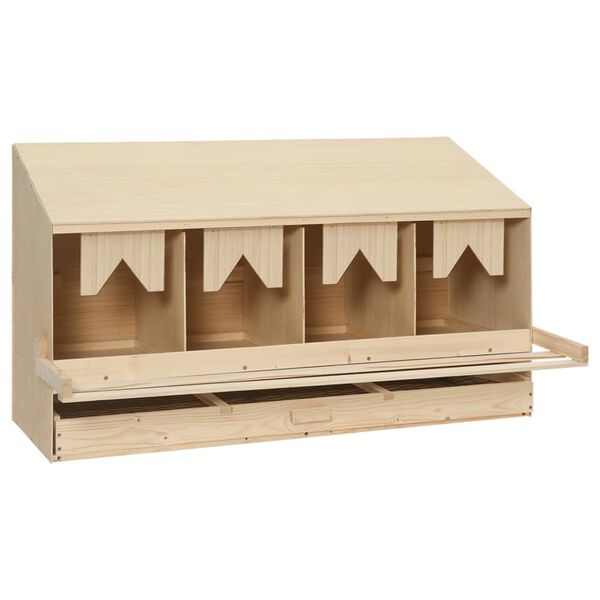 vidaXL Casetta Cova per Galline 4 Scomparti 106x40x59 cm Legno di Pino