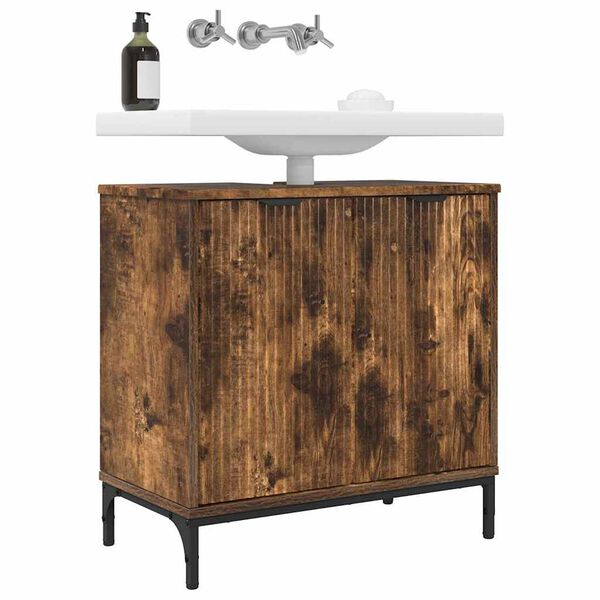 vidaXL Armadio per Lavabo da Bagno Rovere fum&eacute; 60,5 x 33,5 x 61 cm