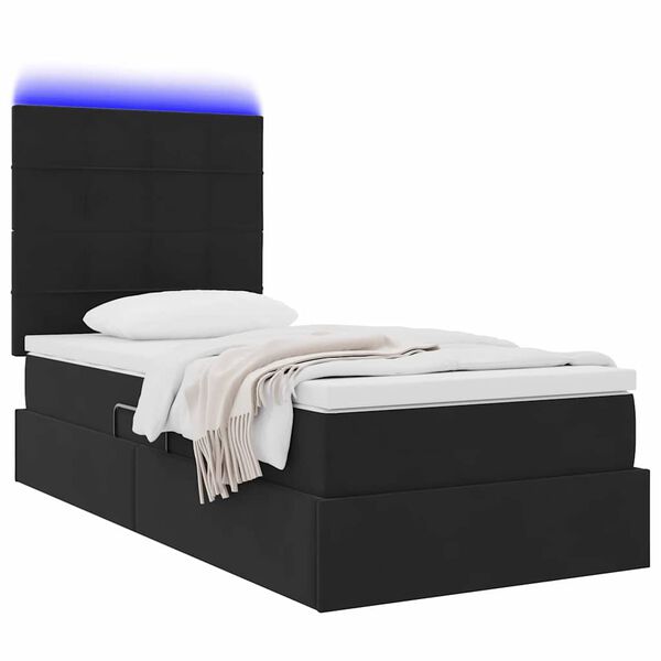vidaXL Letto con contenitore e LED con led Nero 100 x 200 cm Velluto