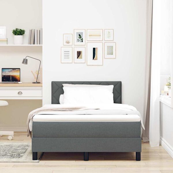 vidaXL Letto a molle con materasso Grigio scuro 120 x 190 cm Tessuto