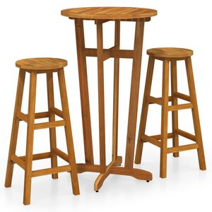 vidaXL Set da Bar 3 pz in Legno Massello di Acacia