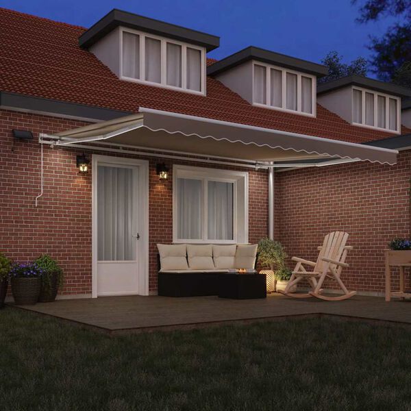 vidaXL Tenda Retrattile Beige 450 &times; 300 cm Tessuto e acciaio