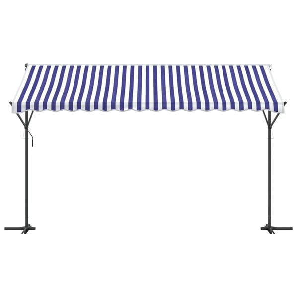vidaXL Tenda da Sole Blu e Bianca 400x300 cm in Tessuto e Acciaio