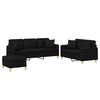 vidaXL Set Divani 3 pz con Cuscini Nero in Tessuto