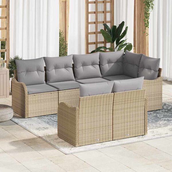 vidaXL Set Divano da Giardino Beige polyrattan