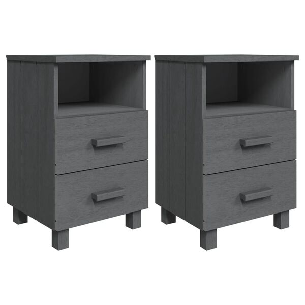 vidaXL Comodini HAMAR 2 pz Grigio Scuro 40x35x62 cm in Legno di Pino