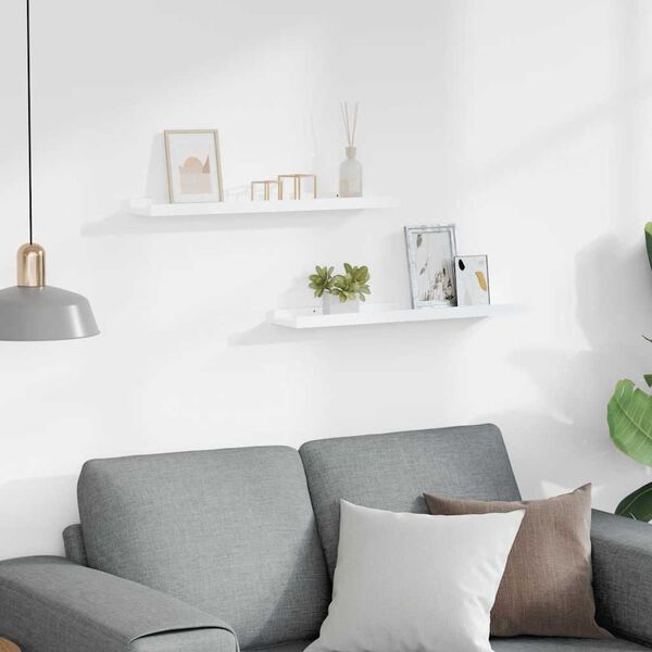vidaXL Mensole con Sporgenza 2 pz Bianche 60x9x3 cm MDF