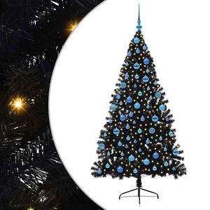vidaXL Albero di Natale artificiale con luci integrate Nero 180 cm PVC