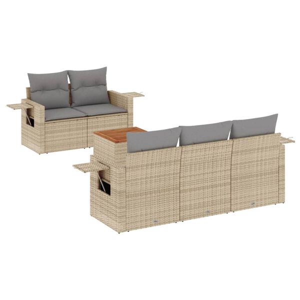 vidaXL Set Divano da Giardino 6 pz con Cuscini Beige Misto Polyrattan