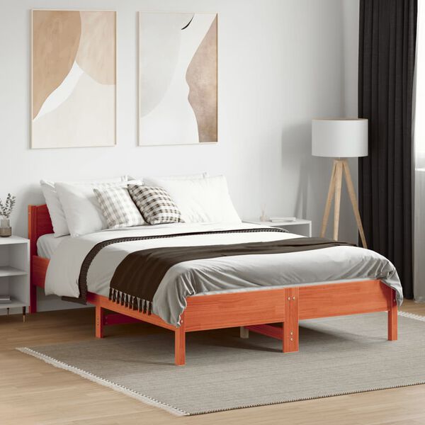 vidaXL Letto senza Materasso Marrone Cera 135x190 cm in Legno di Pino