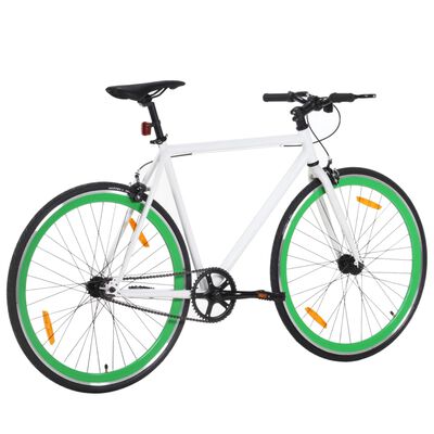 vidaXL Bicicletta a Scatto Fisso Bianca e Verde 700c 55 cm