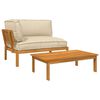 vidaXL Set di divani con cuscino 2 pcs Beige Legno di Acacia Massello