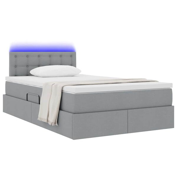 vidaXL Letto con contenitore e LED Grigio chiaro 120 x 200 cm Tessuto