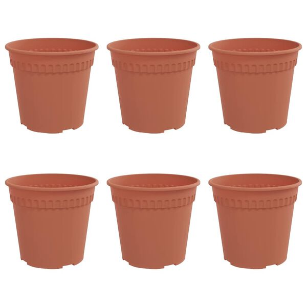 vidaXL Vaso Rotondo per Fiori 6 pcs Rosso Mattone &Oslash; 19 x 16 cm