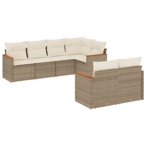 vidaXL Set Divani da Giardino 7 pz con Cuscini Beige in Polyrattan