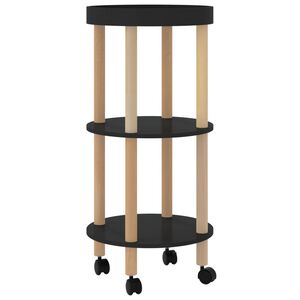 vidaXL Carrello 3 Ripiani Nero 38x38x82 cm in Legno Multistrato e Pino