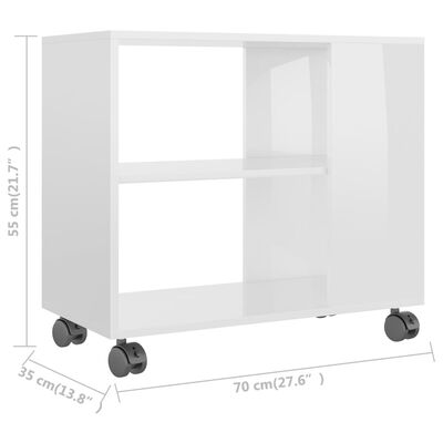 vidaXL Tavolino da Salotto Bianco Lucido 70x35x55 cm Legno Multistrato