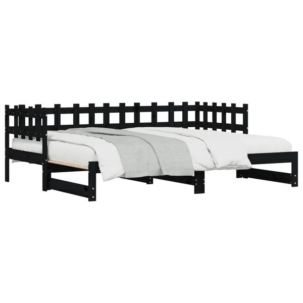 vidaXL Dormeuse Estraibile Nera 2x(90x190) cm Legno Massello di Pino
