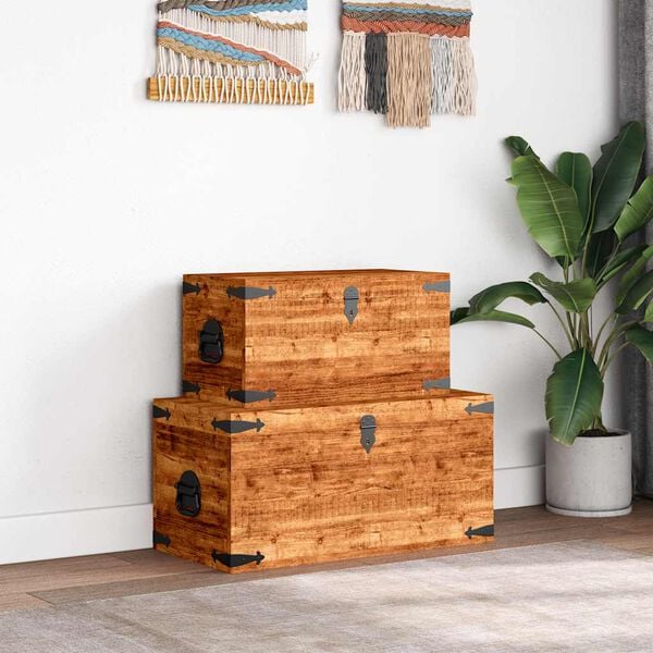 vidaXL Casse di Stoccaggio 2 pz in Legno Ruvido di Mango