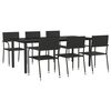 vidaXL Set da Pranzo da Giardino 7 pz Nero in Polyrattan e Acciaio