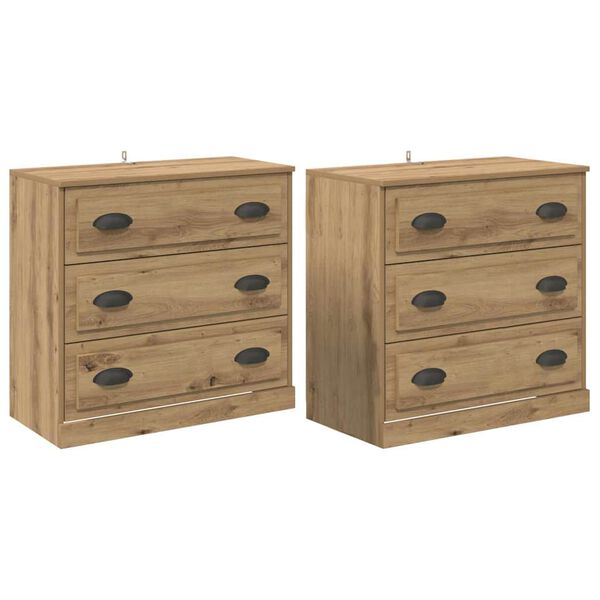 vidaXL Sideboards 2 pcs Rovere artigianale 70 x 35,5 x 67,5 cm