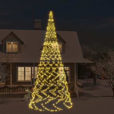 vidaXL Albero di Natale Pennone Bianco Caldo 3000 LED 800 cm