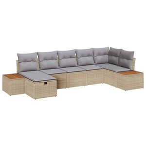vidaXL Set Divano da Giardino con cuscino 7 pcs Beige Poly Rattan
