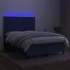vidaXL Letto a Molle con Materasso e LED Blu 140x190 cm in Tessuto