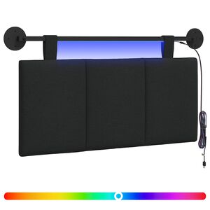 vidaXL Testiera sospesa Con luce LED Nero Tessuto