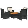 vidaXL Set Divani da Giardino 5 pz con Cuscini Nero in Polyrattan