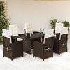 vidaXL Set da Pranzo da Giardino 7pz con Cuscini in Polyrattan Marrone