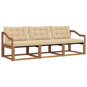 vidaXL Set di divani da esterno 3 pz Naturale e Beige
