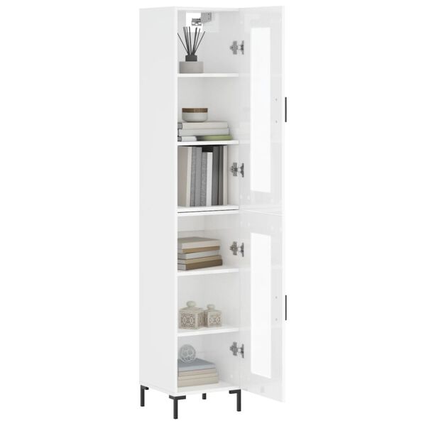 vidaXL Credenza 34,5x34x180 cm in Legno Multistrato Bianco Lucido